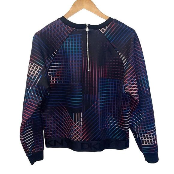 DKNY Printed Logo Scuba Sweatshirt Abstract Multi Color Print Medium - Picture 6 of 9